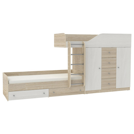 Двухъярусная кровать КарИВи Астра 6 Дуб Сонома Белое Дерево