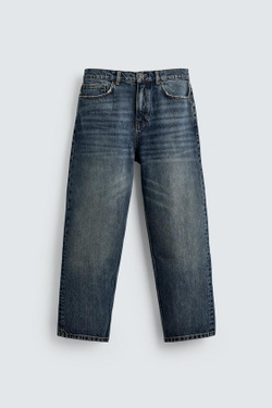 ZARA ДЖИНСЫ STRAIGHT ДЛИНОЙ ДО ЩИКОЛОТКИ, ВЫЦВЕТШИЙ СИНИЙ