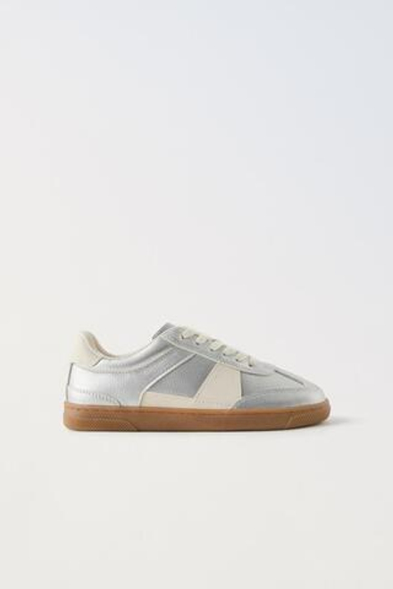 ZARA БЛЕСТЯЩИЕ КЕДЫ, СЕРЕБРИСТЫЙ