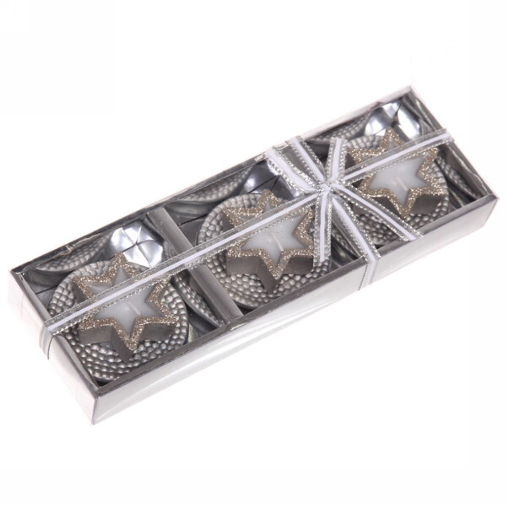 Свечи новогодние «Звездочка» 25*8,5*3 см (набор 3 шт), шампань