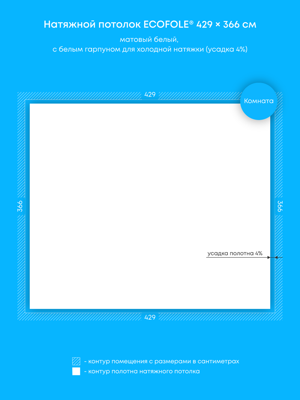 Матовый натяжной потолок 15.7 м2