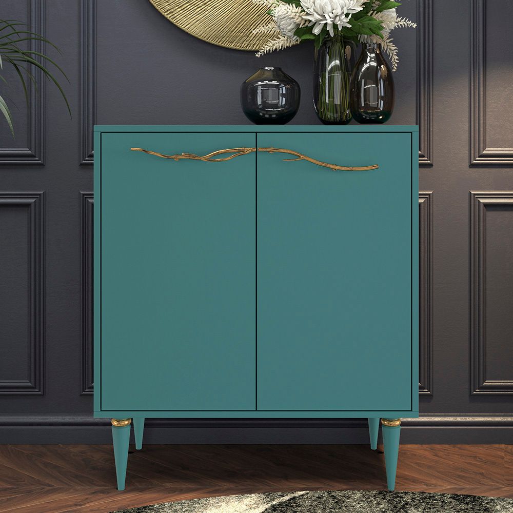 Комод Арт Колор matte Классик Голд с 2 полками Пастельно-синий матовый