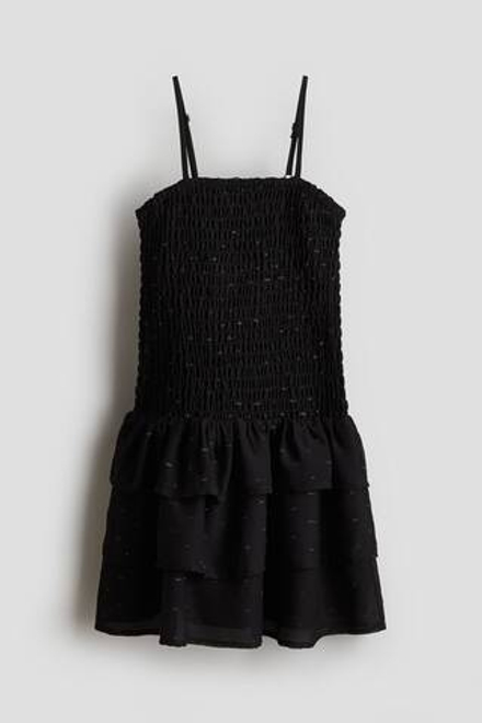 H&M Платье со складками и воланами, черный