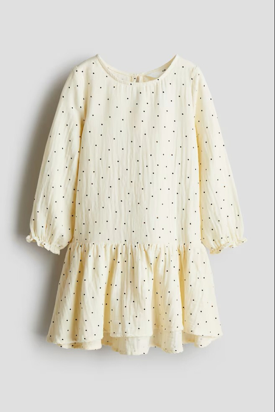 H&M Хлопковое муслиновое платье, светло-желтый