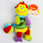 5047674 Растяжка - спираль мягкая с погремушкой на кроватку/коляску «Обезьянка яркая»