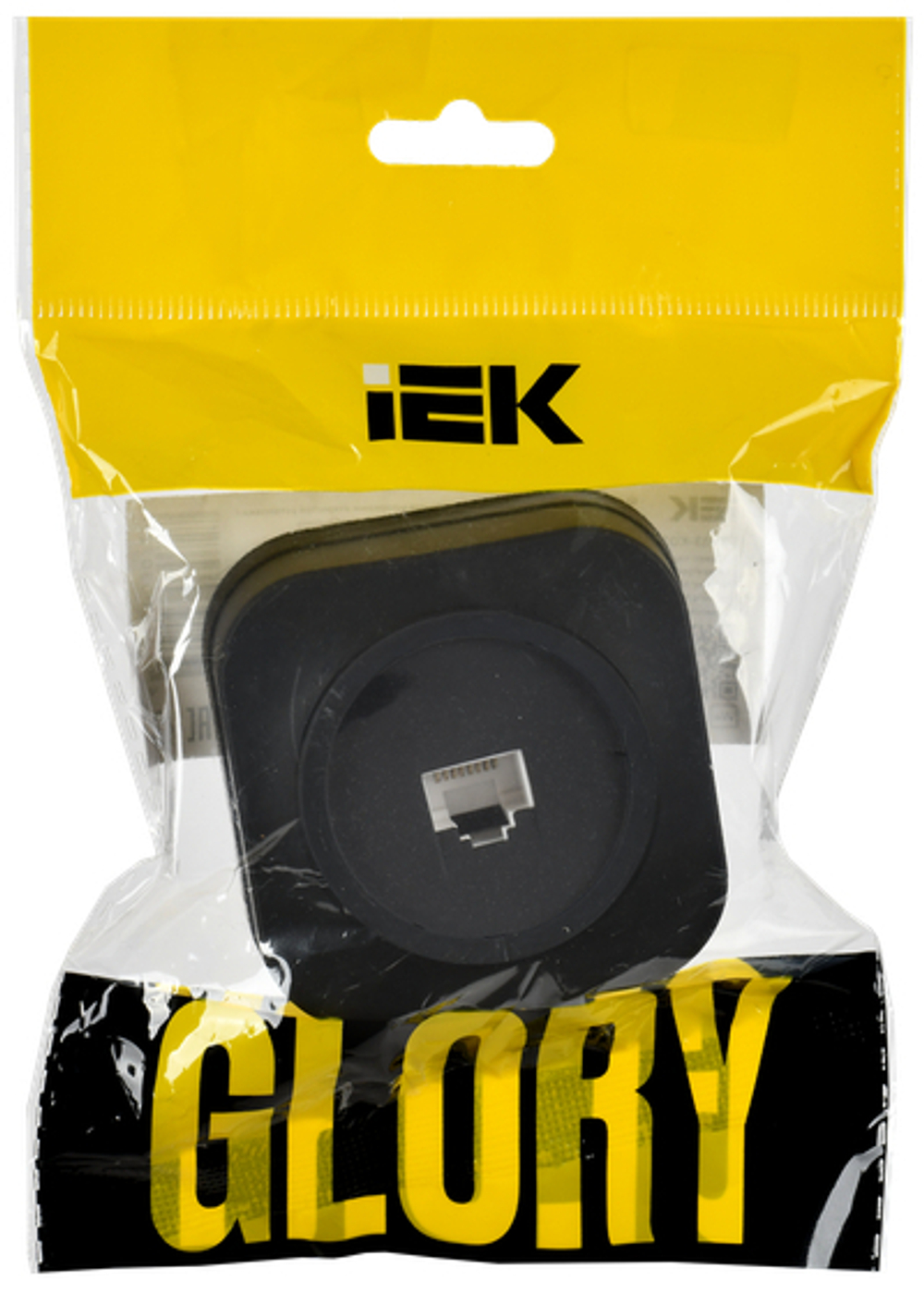 GLORY Розетка для открытой установки компьютерная RJ45 кат.5E РК10-ХЧм черный матовый IEK