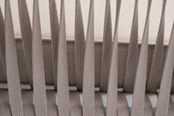 "Касабланка" диван 2-местный плетеный из роупа, каркас алюминий белый муар, роуп бежевый 20мм, ткань бежевая 15052