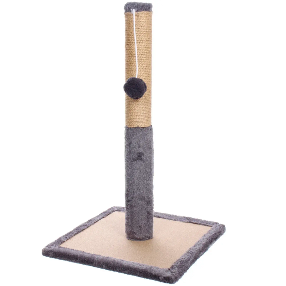 Когтеточка на подставке «Счастливый хвост!, цвет серый, 30*30*52см / d-6см