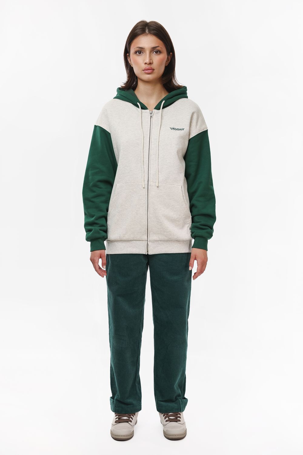 Купить Худи Ymkashix HTF Zip светло-серый/зеленый Худи Ymkashix HTF Zip светло-серый/зеленый