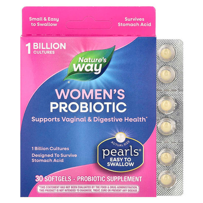 Nature's Way, Pearls, пробиотик для женщин, 1 млрд КОЕ, 30 капсул