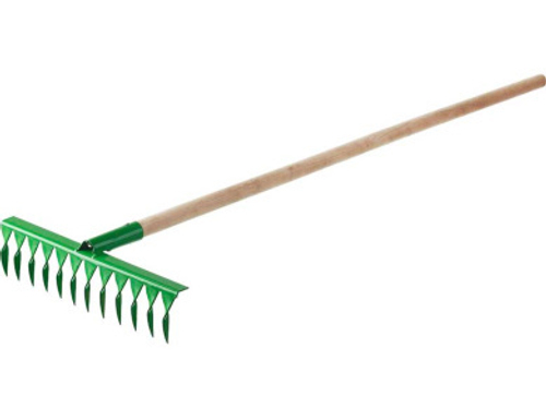 ГРАБЛИ ЗЕЛЕНЫЕ 12 ЗУБ С ЧЕРЕНКОМ