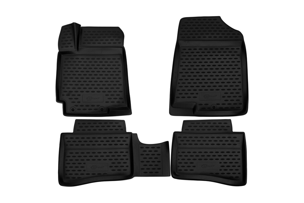 Коврики Optimum, 3D в салон для HYUNDAI Solaris (I, Iр), 2010-2017, сед., хб., 4 шт. (повышенная износостойкость, полиуретан, чёрные) Format.FORMAT.3D.20.59.210