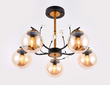 Люстра потолочная TR9072/5 BK/TI черный/янтарный Traditional Ambrella