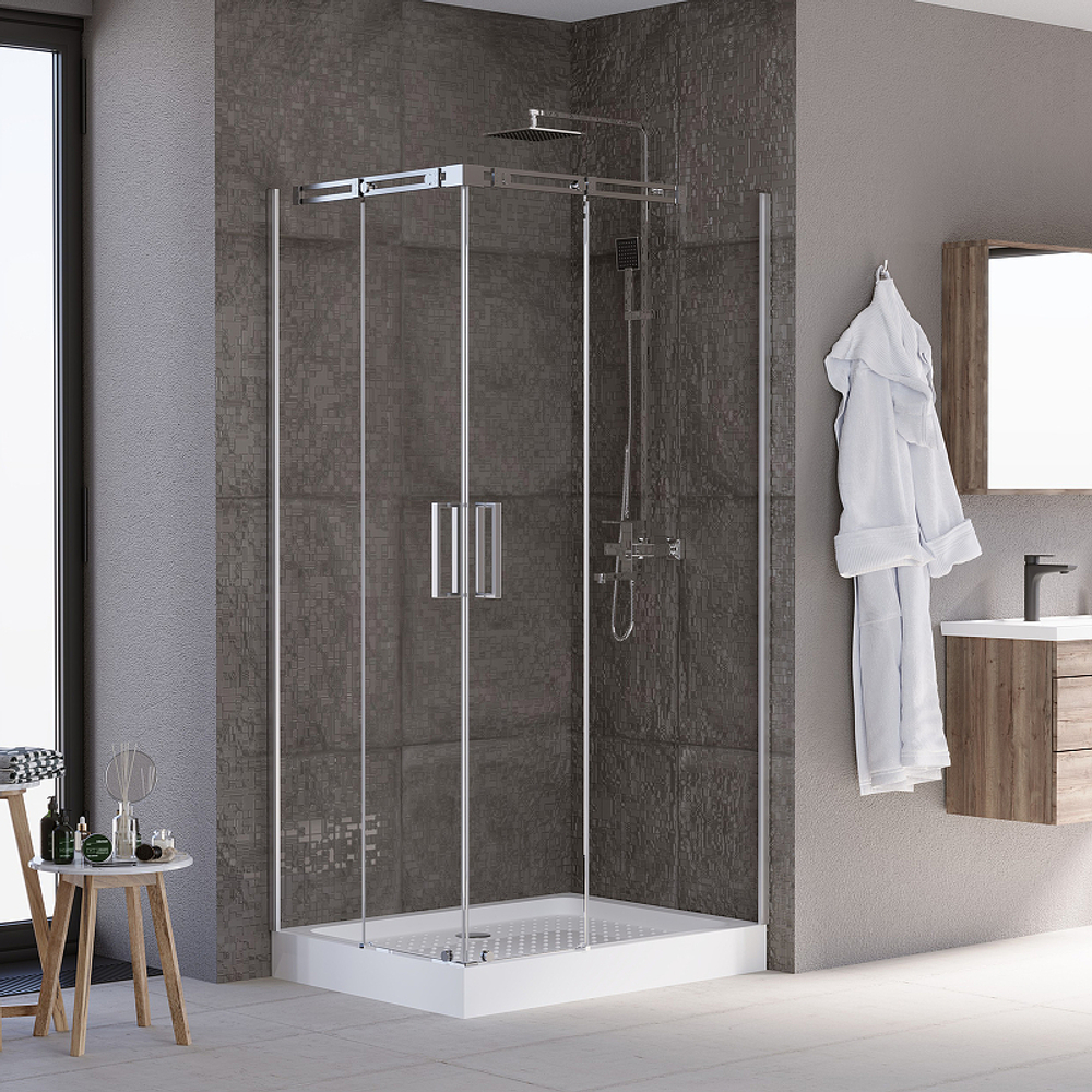 Душевой уголок Grossman Galaxy 120x80 R GR-3120R профиль Хром стекло прозрачное