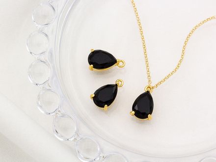 Подвеска "Капля" 13мм, с кристаллом