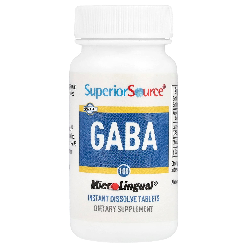 Superior Source, ГАМК, 100 мкг, 100 быстрорастворимых таблеток MicroLingual®
