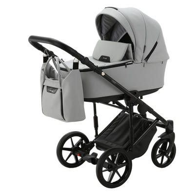 Детская универсальная коляска Adamex ZICO Deluxe Z-SA3 (3в1) - Светло - серая экокожа