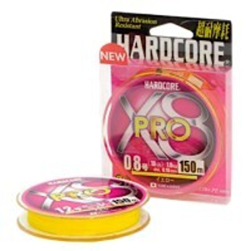 Шнур Duel PE Hardcore X8 Pro 150m Yellow H3880-Y №1.0 (0.17mm) 9.0kg  251548
