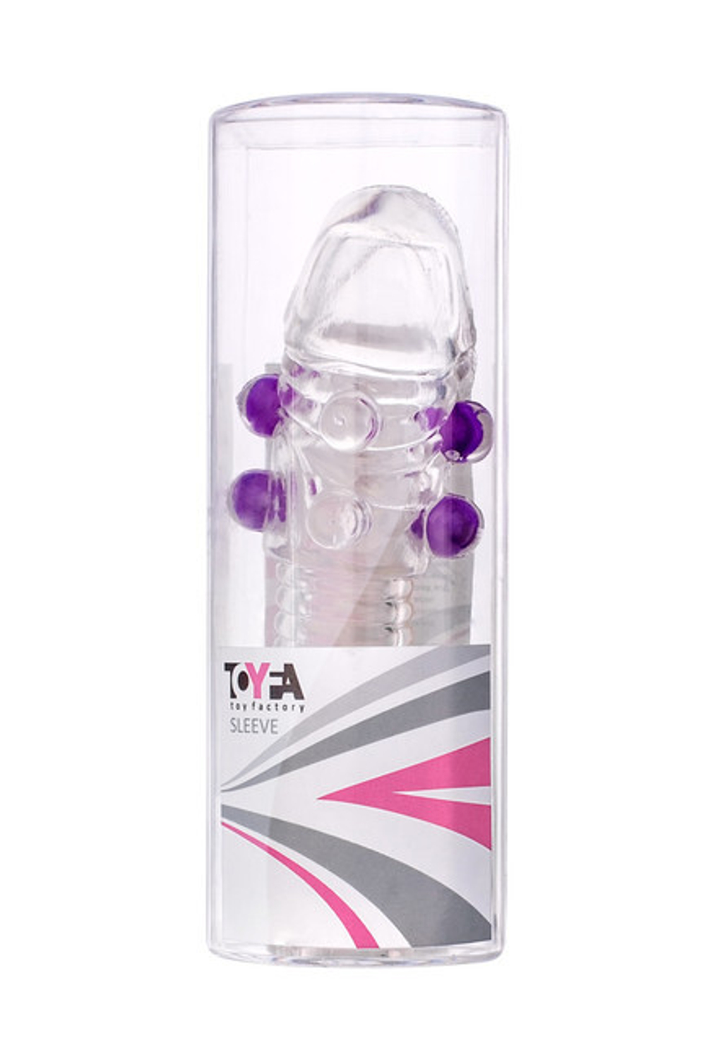 Стимулирующая силиконовая насадка с "усиками" и бусинками Toyfa (Цвет: прозрачный с фиолетовым)