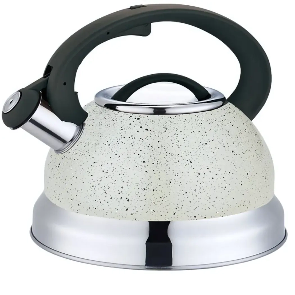 Чайник из нержавеющей стали 2,5л индукционное дно «Белый мрамор» Катунь КТ-133С
