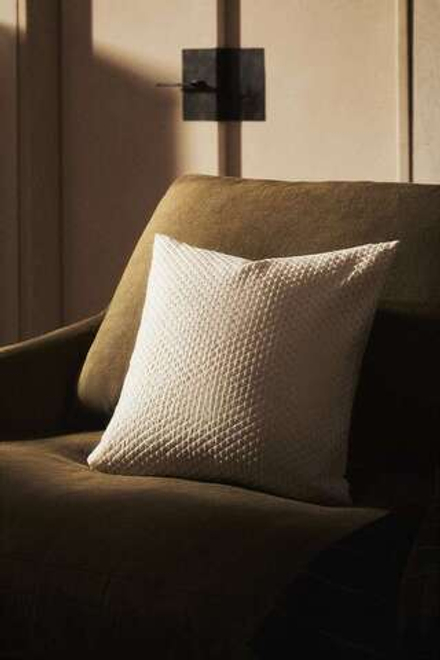 ZARA HOME ЧЕХОЛ ДЛЯ ДЕКОРАТИВНОЙ ПОДУШКИ С ВЫШИВКОЙ, КРЕМОВЫЙ