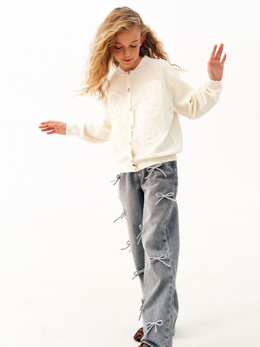 Кардиган для девочки AT1118 молочный