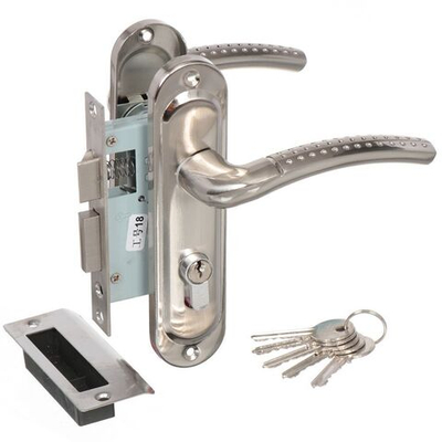 Замок врезной Trodos, 50/106-ЦМВ70 SN, 202055, ручка в комплект, цилиндровый, никель