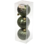 Новогодние шары 7см (набор 3шт) «Мягкий блеск», изумруд