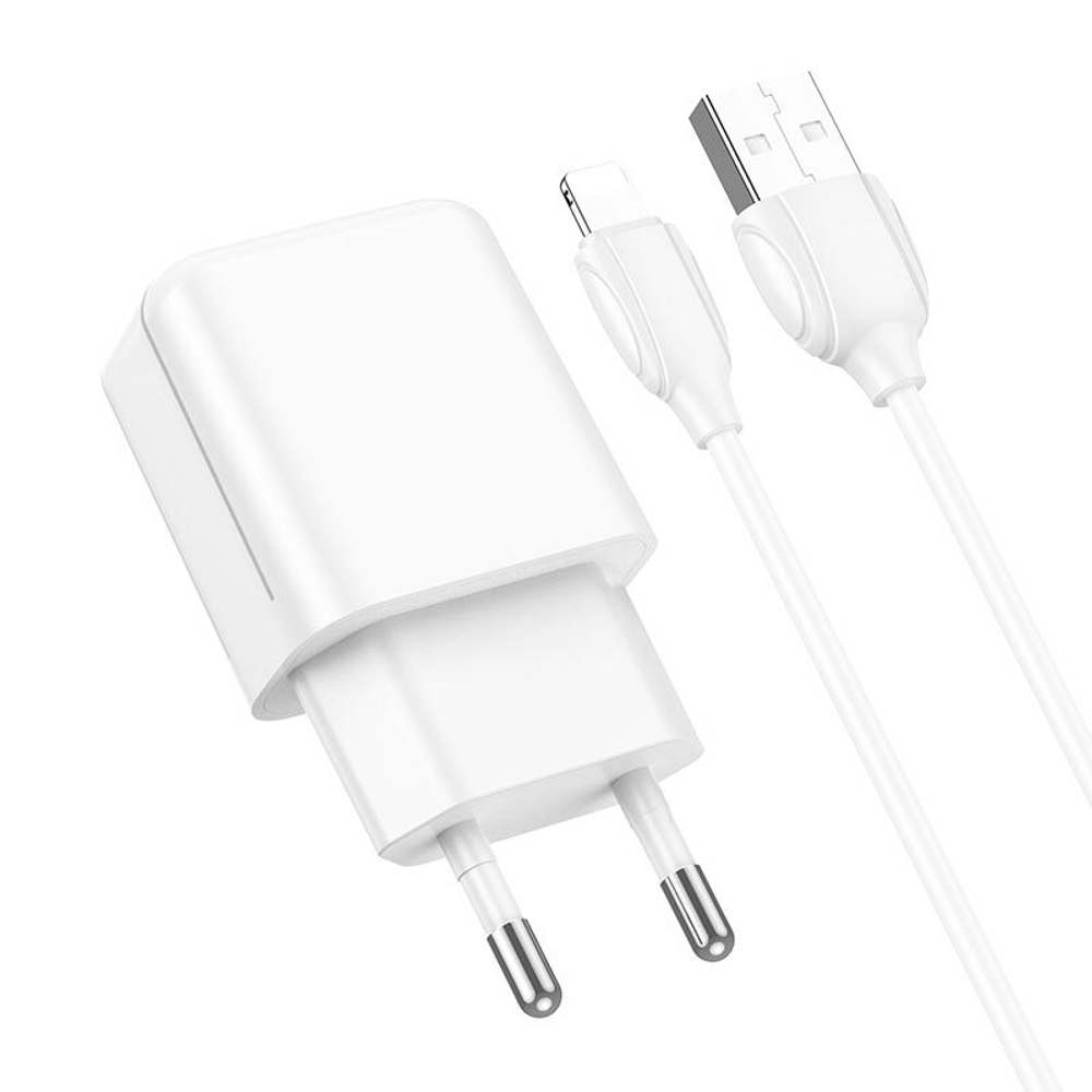Сетевой адаптер питания BOROFONE BA64A 1USB 2.1A + кабель Lightning (белый)