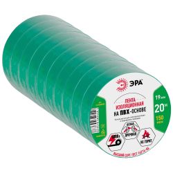 Изолента ЭРА ET1920GREEN ПВХ 19мм х 20м зеленая