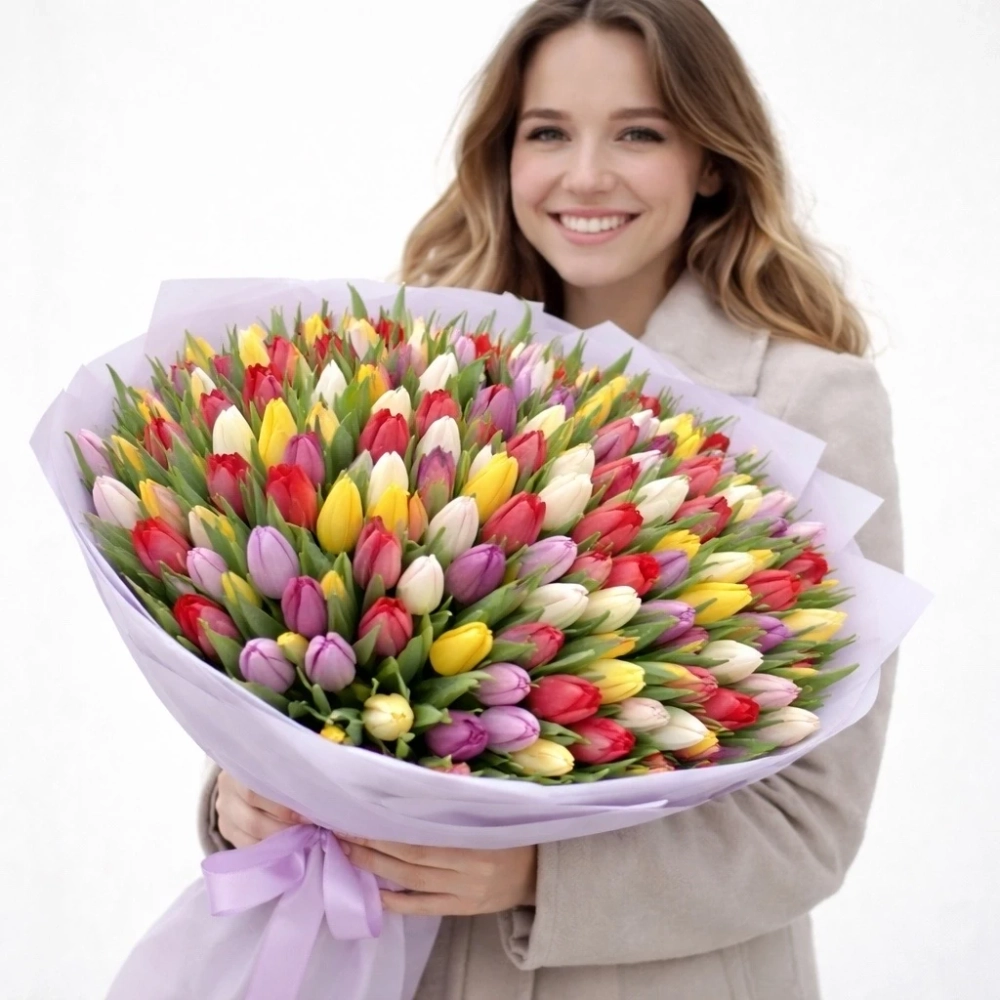 Букет микс из тюльпанов "Three colours"