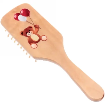 Расческа массажная детская «Baby brush» Медвежонок, цвет корич, 22*6,5см