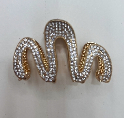 Заколка-краб для волос «AKS - DesignPRO», стразы, вензель, цвет золото и хром, 5,6*3,5см