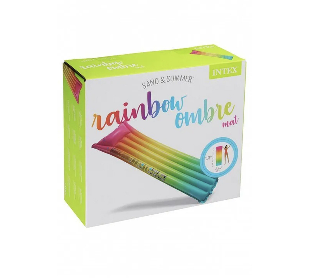 Надувной матрас для плавания 170х53 см Intex 58721, пляжный матрас Радуга Rainbow Style для бассейна и моря