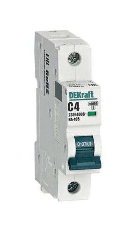 Выключатель автоматический модульный 1п C 4А 10кА ВА-105 DEKraft 13150DEK