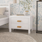 Тумба прикроватная, 55х39х47, Мадейра, напольная, с ящиками, деревянная, белая, Dipriz