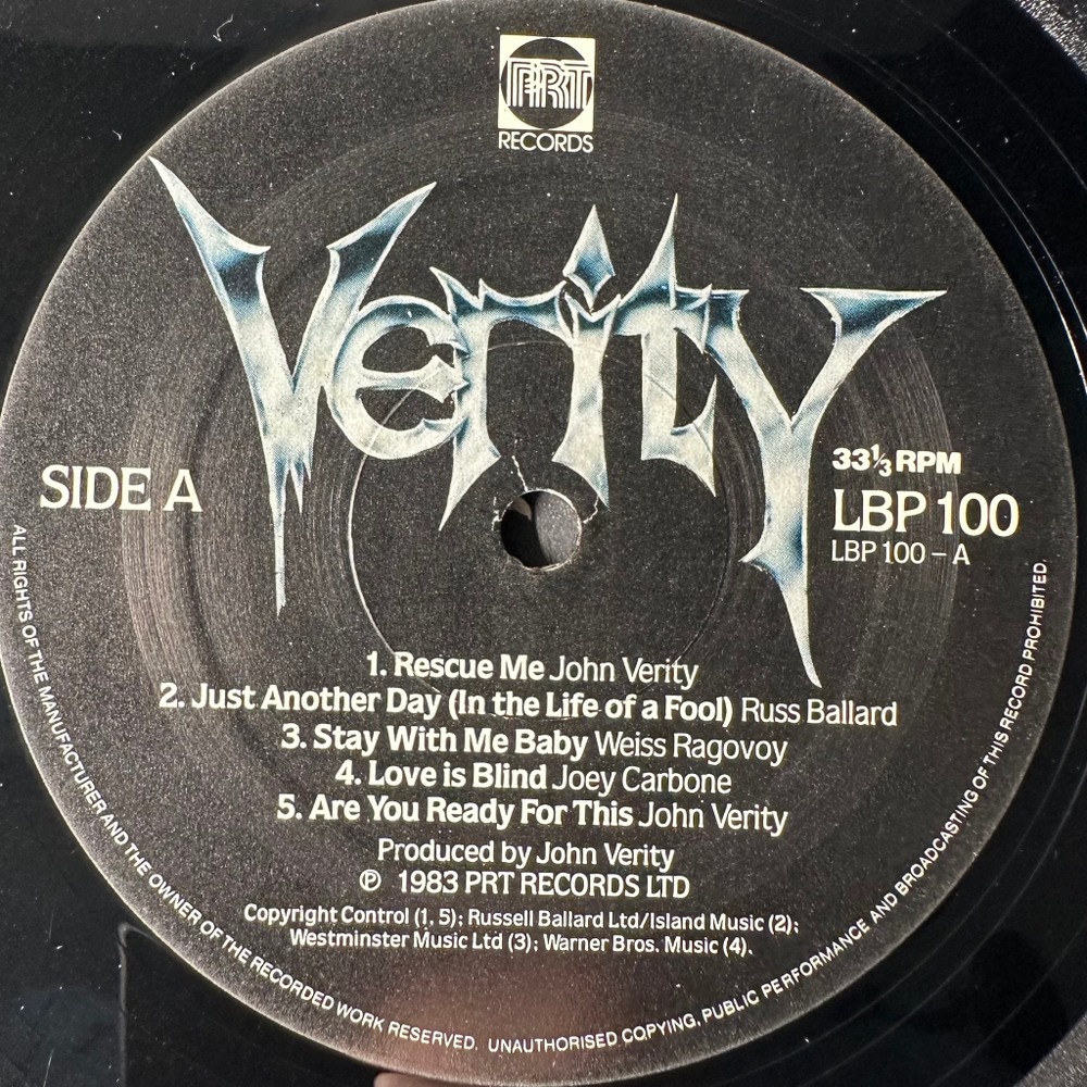 Verity ‎– Interrupted Journey (Англия 1983г.)