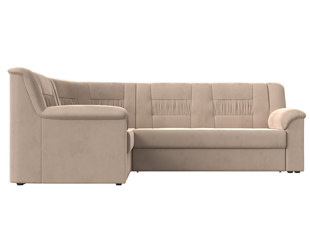 Диван угловой Карелия левый угол, Бежевый, Велюр, 113340L