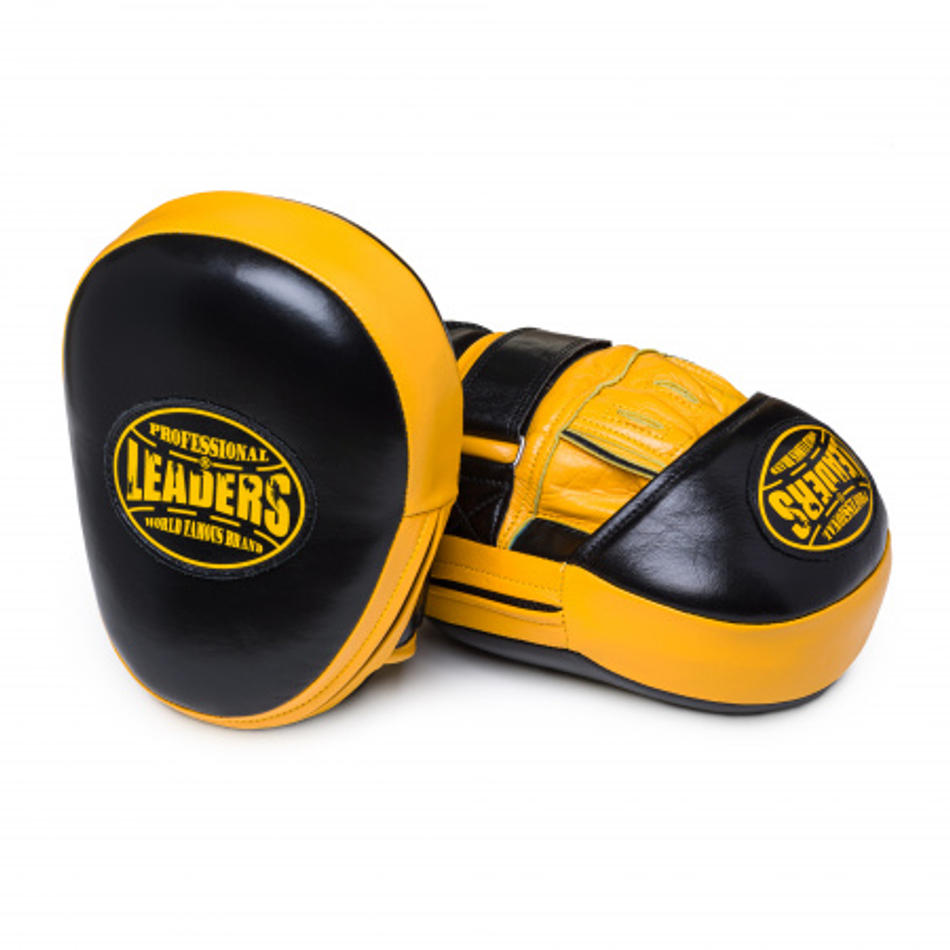 Лапы тренерские LEADERS CURVED BUMBLEBEE (ONE, кожа, черный/желтый)
