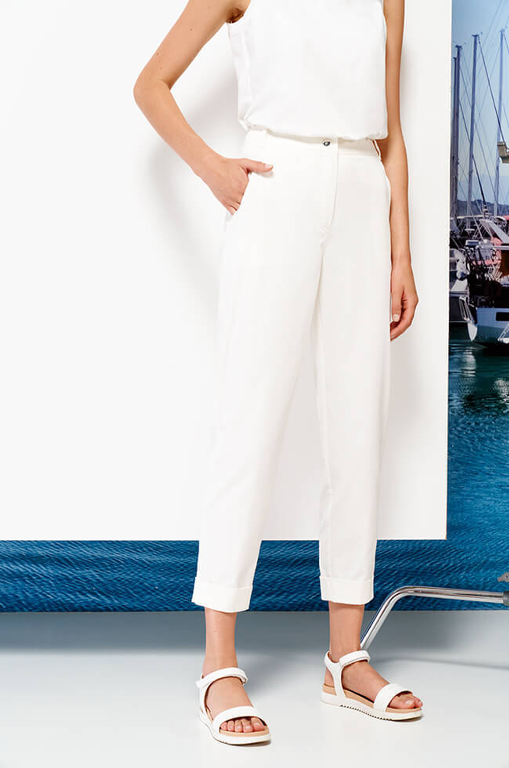 3912 Брюки женские (молочный)