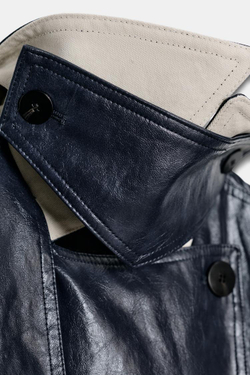 ZARA ТРЕНЧ ОВЕРСАЙЗ ИЗ ИСКУССТВЕННОЙ КОЖИ — ZW COLLECTION, МОРСКОЙ СИНИЙ