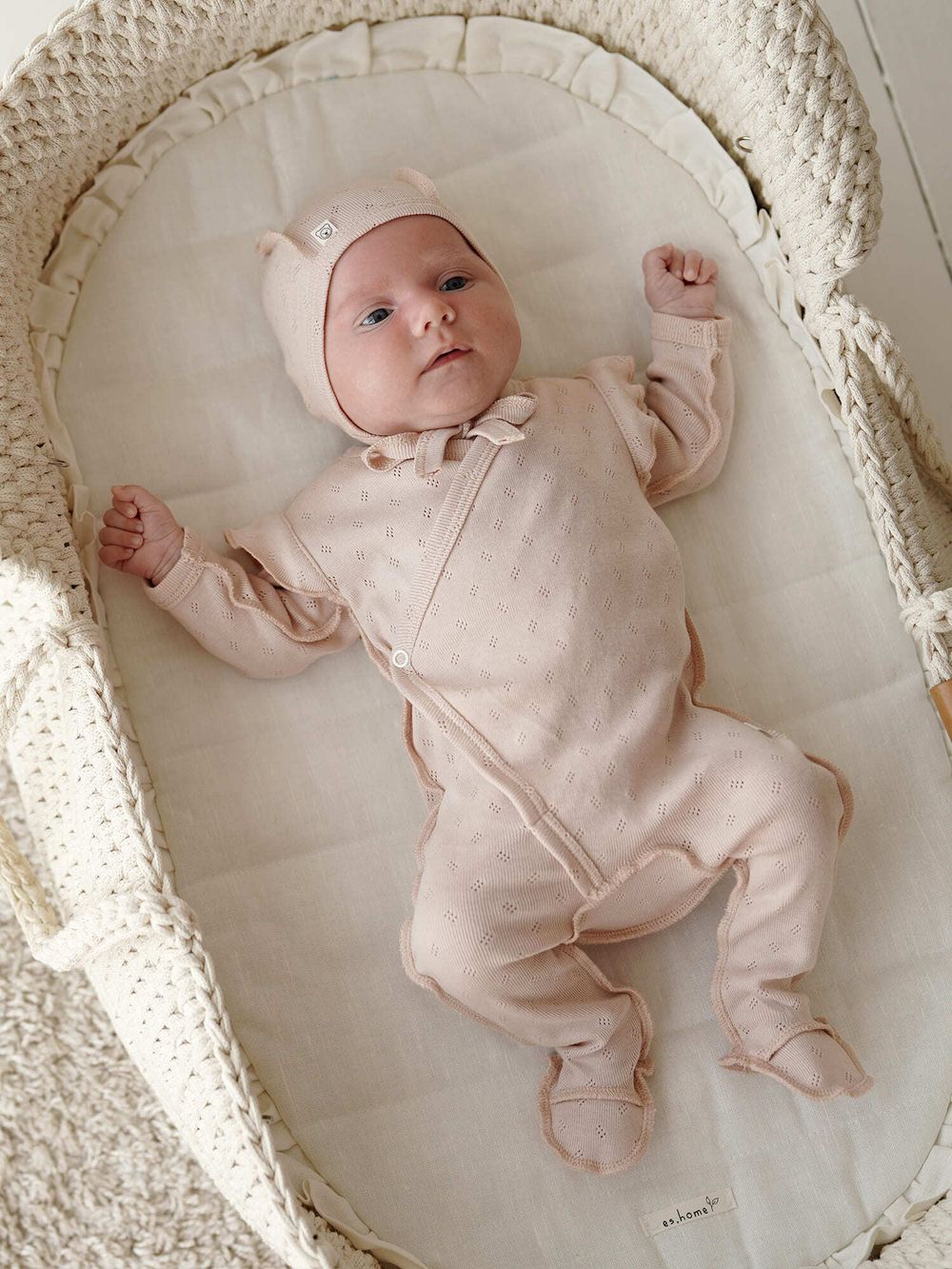 Слип на кнопках с крылышками "Нюд" из ажурного хлопка 0+