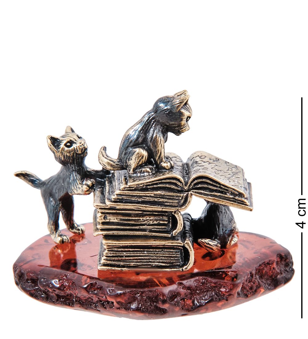 Народные промыслы AM- 650 Фигурка «Котята - тяга к знаниям» (латунь, янтарь)