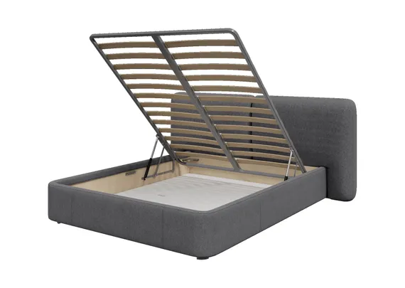 Кровать с подъемным механизмом Hub Soft 160 см (серый, твид)