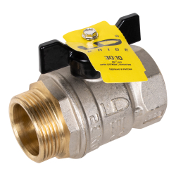 Кран шаровой латунный LD Pride 47.32.B-Н.Б Ду 32 Ру 25 вн-нр, (бабочка)