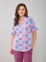 Блузка БЛ-122/сероголубой-розклетка