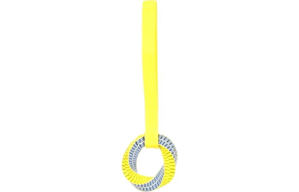 FLAMINGO GLOWA Игрушка для собак "Кольцо на веревке", голубой/желтый, PP-пластик, 50*15*4 см