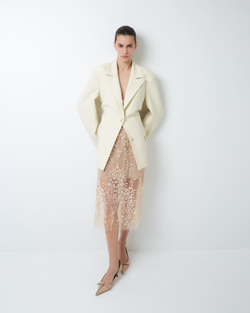 Жакет на пояске из шерсти белый шоколад