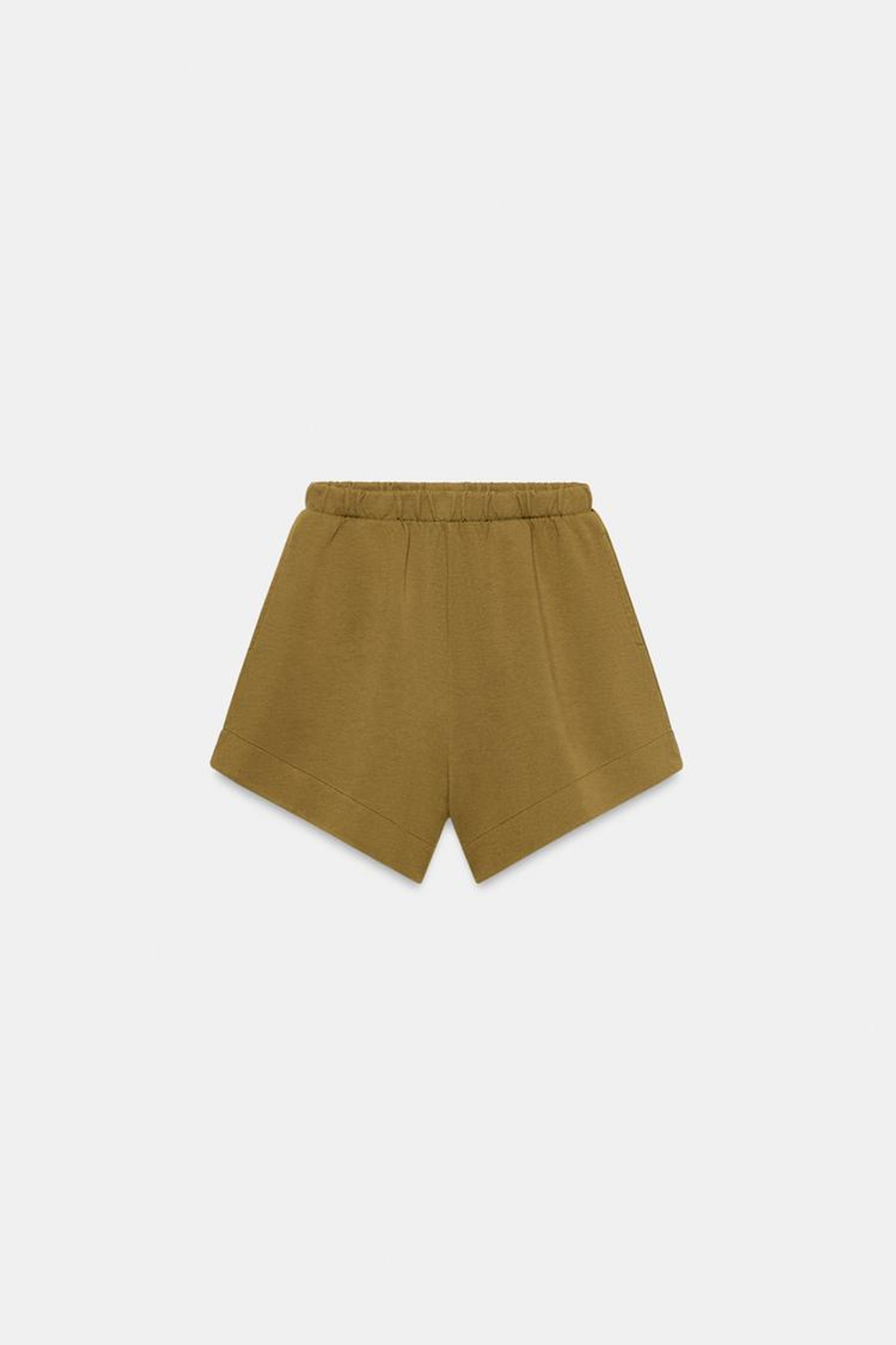 ZARA ШОРТЫ INTERLOCK, ОЛИВКОВЫЙ