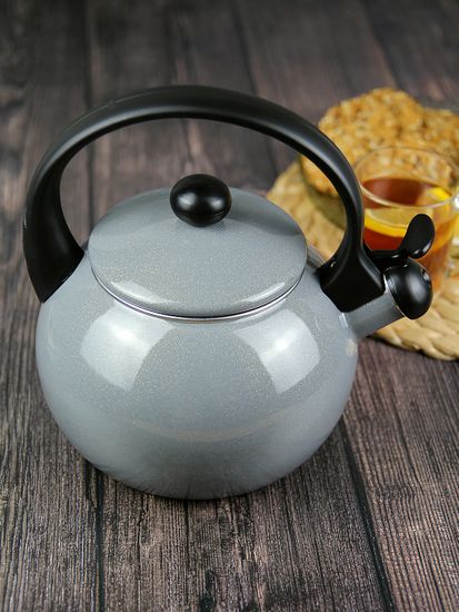 Чайник 2,2 л. эмалированный со свистком Kamille KM 1038D с черной бакелитовой ручкой